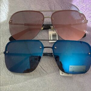 Tahari Blue Mirrored Square Sunglasses & Tahari Pink Gradient Aviator Sunglasses